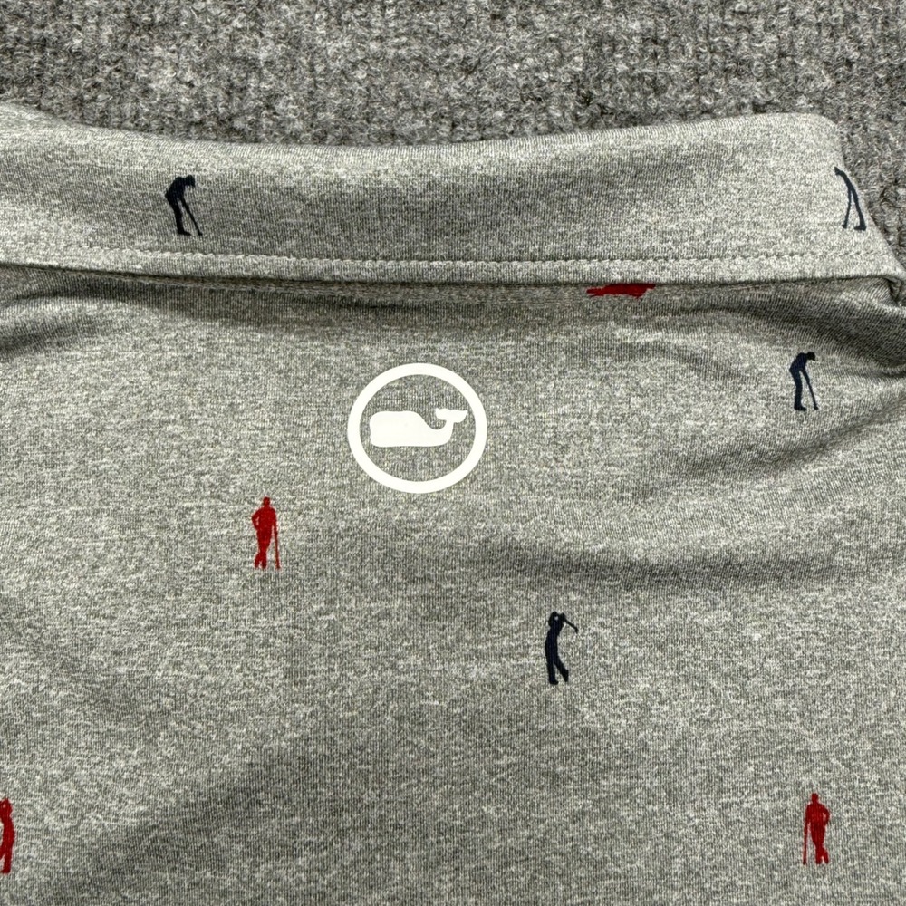 Vineyard Vines Jim Nantz Mens XXL Grey Embroidered Golfer brrr Performance Polo - Picture 7 of 7